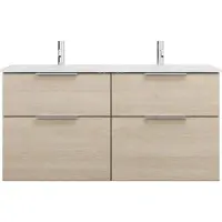 Burgbad Eqio double lavabo en verre avec meuble sous-lavabo, largeur 1220mm, SEYY122F3180A0070G0146