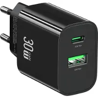 Usams Chargeur Mural pour Apple iPhone 8 - 16 Series - Noir, 30W