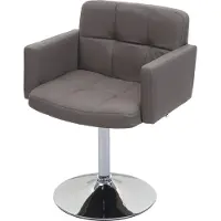 Mendler Chaise de salle à manger Orlando, chaise de cuisine chaise pivotante, similicuir chromé taupe