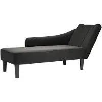 vidaXL Chaise longue avec accoudoir à droite Tissu noir