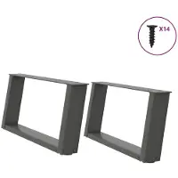 vidaXL Pieds de table basse en U 2 pcs. Anthracite 70x(30-31) cm Acier