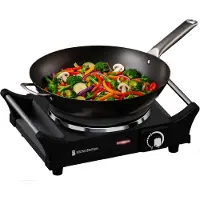 Kitchenbrothers Table de cuisson électrique - 1 brûleur - 1500W - Noir