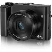 INF Caméra HD à double objectif écran tactile DC218T 4K Le noir