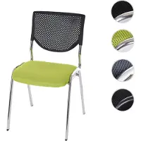 Mendler Chaise visiteur T401, chaise de conférence empilable, tissu/textile siège vert, pieds chromés