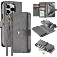 DUX Lawa Leather Case for iPhone 15 Pro - Gray (Apple iPhone 15 Pro), Coque pour téléphone portable, Gris