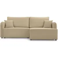 Selsey Kassian - Canapé d'angle avec fonction sommeil et coffre de lit, beige, droite