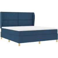 vidaXL Lit boxspring avec matelas gris foncé 90x190 cm bleu
