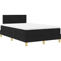 vidaXL Lit boxspring à LED avec tête de lit, noir, 120 x 190 cm, tissu