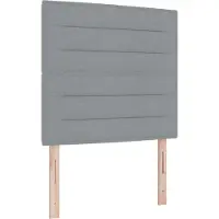 vidaXL Lit boxspring à LED avec tête de lit, gris clair, 90 x 200 cm, tissu