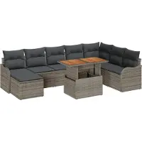 vidaXL Ensemble de canapé de jardin avec mémoire 9 pcs Gris Poly Rattan