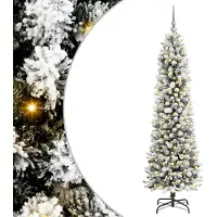 vidaXL Sapin de Noël artificiel Blanc 210 cm PVC, métal et plastique