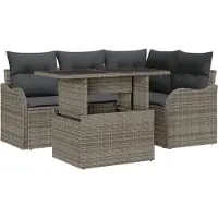 vidaXL Ensemble de canapé de jardin avec coussins avec coussins 5 pcs Gris Poly Rattan