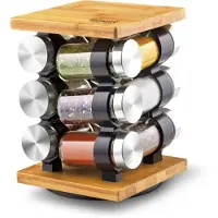 Lamart Ensemble À Épices - - Lt7010 - Support Rotatif En Bambou - Verre Résistant - 12 Vnt