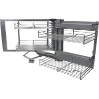 KuKoo Paniers coulissants de cuisine d'angle droit, 90-100cm Cabinet 4 tiroirs de rangement coulissants en métal