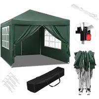 Woltu BukkitBow - Tente de réception avec parois latérales - tente pliable - imperméable et résistant aux intempéries - pavillon de jardin - 300 x 300 cm - Vert