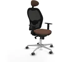 Piqueras Y Crespo Chaise de bureau avec appui-tête Jorquera 1D086G1 Noir Marron Foncé