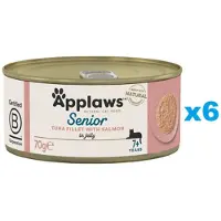 Applaws Cat Tin Senior - Filet de thon et saumon en gelée pour chats âgés - 6x70g