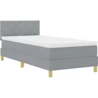 vidaXL Lit boxspring LED avec tête de lit, gris clair, 100 x 200 cm, tissu