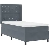 vidaXL Lit boxspring avec matelas LED gris foncé 90 x 200 cm velours
