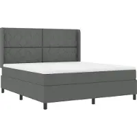 vidaXL Lit boxspring LED avec matelas Gris foncé 180 x 200 cm Tissu