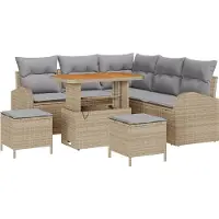 vidaXL Ensemble de canapé de jardin avec coussins 8 pcs Beige et gris clair