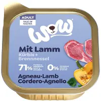 WOW! WOW ! Croquettes pour chiens adultes - barquette - agneau - 11 x 150 g