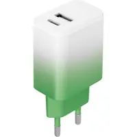 Setty Chargeur mural USB + USB-C 20 W Blanc menthe Charge rapide et puissante