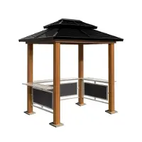 50nrth Pavillon BBQ Maui 2,49 x 1,58 m bois noir