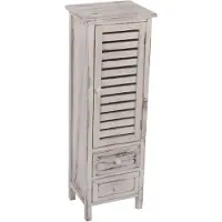 Mendler Commode / armoire, 2 tiroirs, 30x25x90cm, shabby, vintage blanc