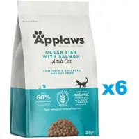Applaws Cat Dry Adult - Poissons d'ocean et saumon sans céréales - 2,1 kg (6x350 g)