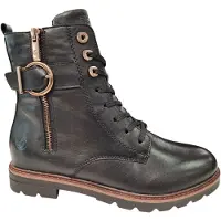 Remonte - Bottes plates pour femmes, modèle à lacets, couleur noire, style décontracté