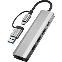Tech-Protect Hb03 Adaptateur Hub 5In1 Type-C + Usb2.0 + Usb3.0 + Rj45 Gris Espace