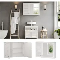 Vicco Armoire de toilette Riad Blanc 68x48cm avec 2 portes, Model 40442