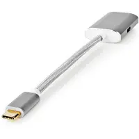 Nedis USB-C Adapter - USB 3.2 Gen 1 - USB-C mâle - DisplayPort femelle / USB-C femelle - 4K@60Hz - Power delivery - 0.20 m - Rond - Doré - Tressé / Nylon - Argenté