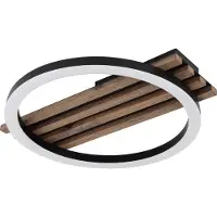 Globo Plafonnier LED, lampe en bois, noir, L 34 cm