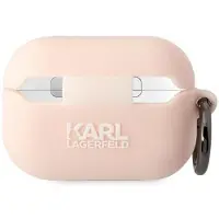 Karl Lagerfeld Klap2Runikp Airpods Pro 2 (2022/2023) Cover Róowy/Pink Silicone Karl Head 3D