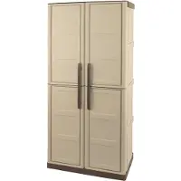 Art Plast Armoire de rangement 2 portes 3 Etagères Beige 70 x 39 x 165cm Meuble de Garage Atelier Buanderie ARTPLAST
