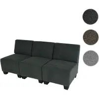 Mendler Modular Canapé 3 places Lyon, tissu/textile gris anthracite, sans accoudoirs