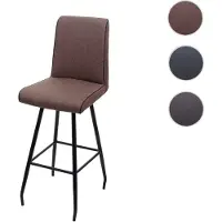 Mendler Tabouret de bar HWC-H72, tabouret de comptoir, repose-pied tissu/textile en acier brun