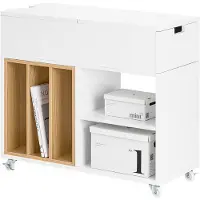 SoBuy Table d'appoint roulante avec tiroir, blanc