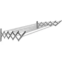 Sauvic Extendable Stainless Steel Clothesline 10 Rods 120 Cm Argenté