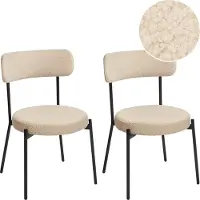 Beliani Ensemble de 2 chaises de salle à manger beige clair en acier bouclé pieds noirs sans accoudoirs meubles de salle à manger de style moderne
