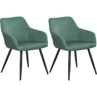 Beliani Lot de 2 chaises en velours vert de style moderne pour la salle à manger, le salon et la cuisine