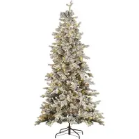 Beliani Arbre de Noël artificiel 180 cm blanc avec support à neige et éclairage LED Noël salon moderne