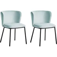 Beliani Lot de 2 chaises de salle à manger revêtement en polyester bleu clair pieds en métal noir sans accoudoirs dossier arrondi design contemporain moderne