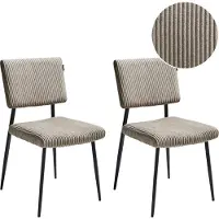 Beliani Ensemble de 2 chaises de salle à manger taupe rembourrées en velours côtelé sans accoudoirs salle à manger moderne cuisine style rétro