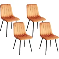Beliani Ensemble de 4 chaises de salle à manger velours orange pieds en fer salle à manger style moderne