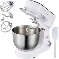 Ideal Mélangeur planétaire, accessoire de pétrissage, fouet, bol en inox de 4 litres, 6 vitesses, couvercle de sécurité, machine à pâte, blanc