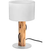 Nowa Lampe de table, bois brun, abat-jour blanc, E14, H 32 cm