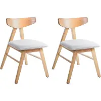 Beliani Lot de 2 chaises de salle à manger marron clair et gris clair polyester caoutchouc structure en bois siège rembourré salle à manger cuisine